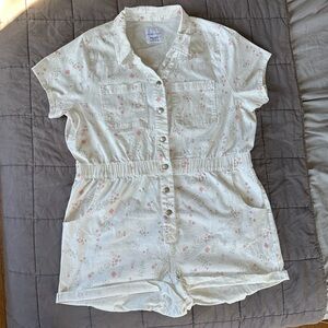Celebrity Pink plus-sized white denim romper with pink floral print size 3XL